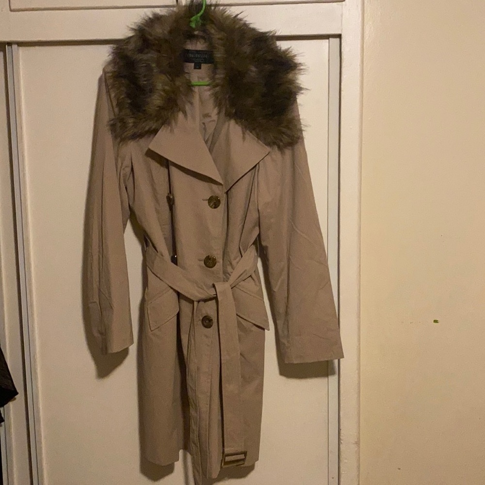 Fabulous fur trench coat XL tan/brown